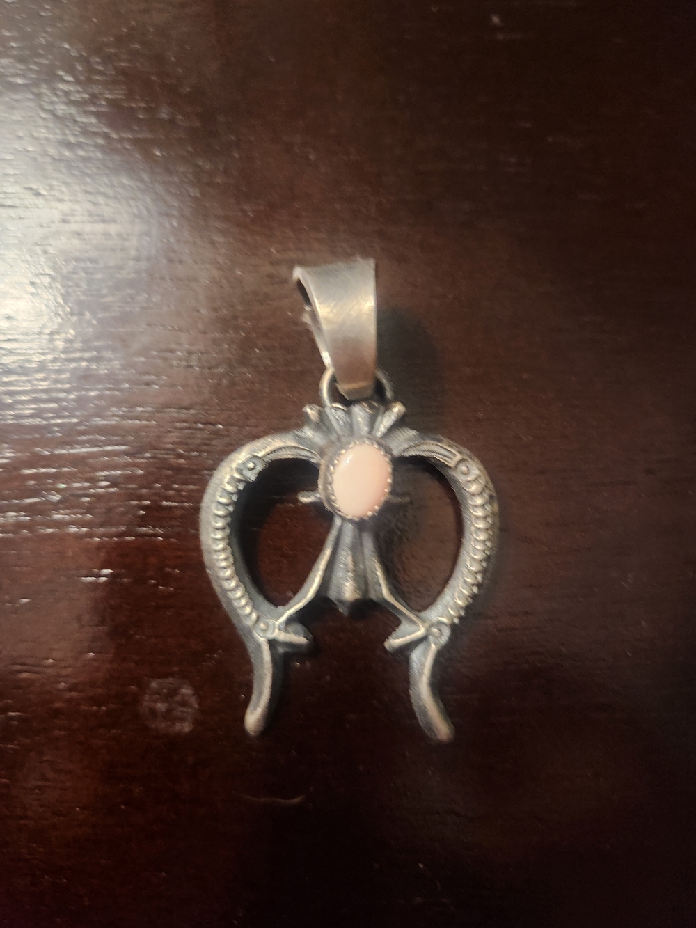 Sterling Silver Naja Pendant with Pink Conch Signed By The Artist